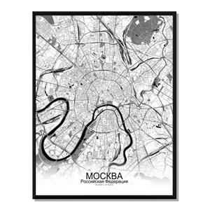Moscou carte ville city map n&b
