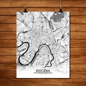 Moscou carte ville city map n&b