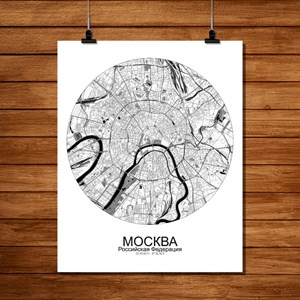 Moscou carte ville city map rond