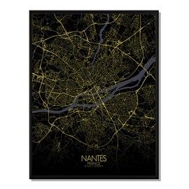 Nantes carte ville city map nuit