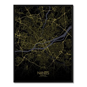 Nantes carte ville city map nuit