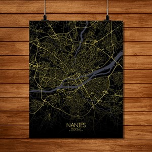 Nantes carte ville city map nuit