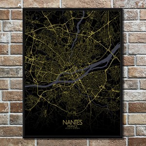 Nantes carte ville city map nuit