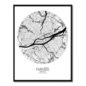 Nantes carte ville city map rond