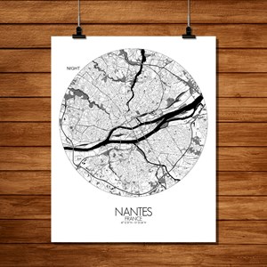 Nantes carte ville city map rond