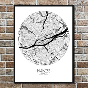 Nantes carte ville city map rond