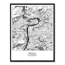 Prague carte ville city map n&b