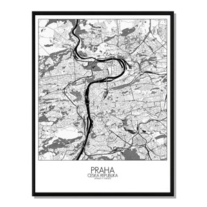 Prague carte ville city map n&b