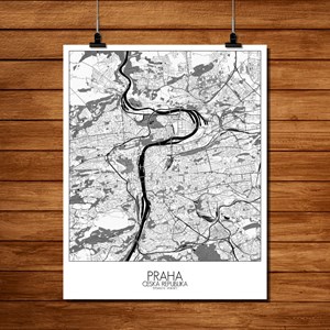 Prague carte ville city map n&b