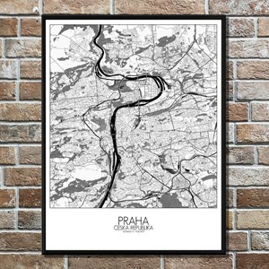 Prague carte ville city map n&b