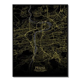Prague carte ville city map nuit
