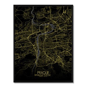 Prague carte ville city map nuit