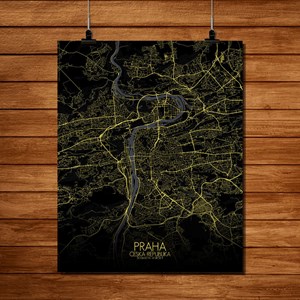 Prague carte ville city map nuit