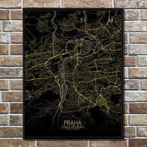 Prague carte ville city map nuit