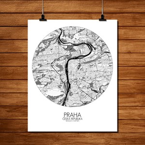 Prague carte ville city map rond