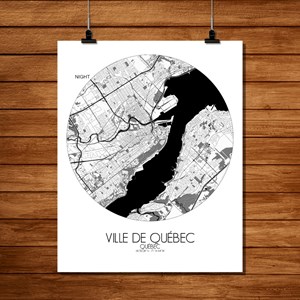 Quebec carte ville city map rond