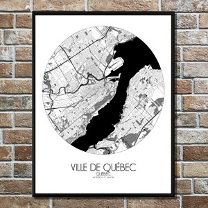 Quebec carte ville city map rond