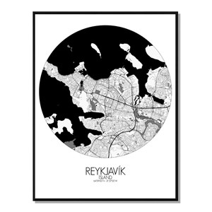 Reykjavik carte ville city map rond