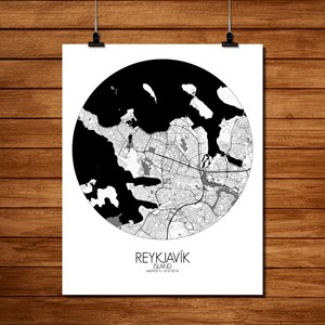 Reykjavik carte ville city map rond