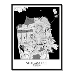 San francisco carte ville city map n&b
