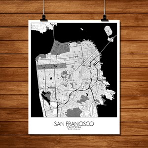 San francisco carte ville city map n&b