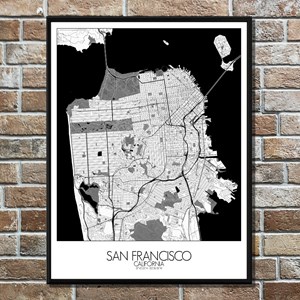 San francisco carte ville city map n&b