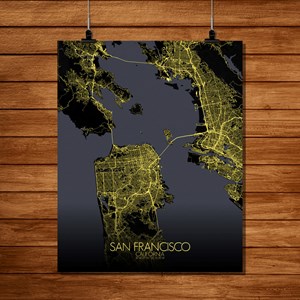 San francisco carte ville city map nuit