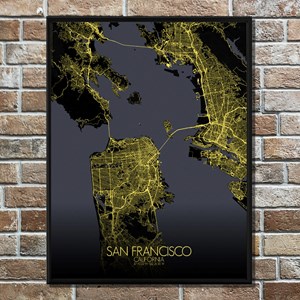 San francisco carte ville city map nuit
