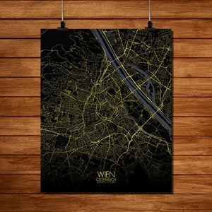 Vienne carte ville city map nuit