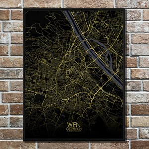 Vienne carte ville city map nuit