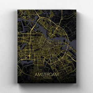 Amsterdam sur toile city map nuit