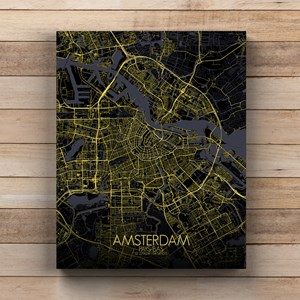 Amsterdam sur toile city map nuit