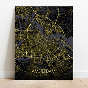 Amsterdam sur toile city map nuit