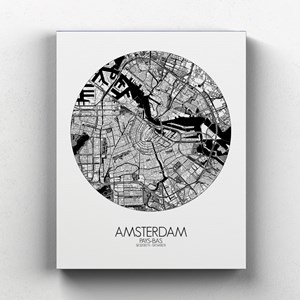 Amsterdam sur toile city map rond