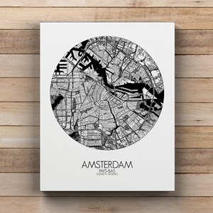 Amsterdam sur toile city map rond