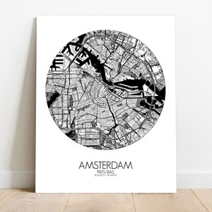 Amsterdam sur toile city map rond