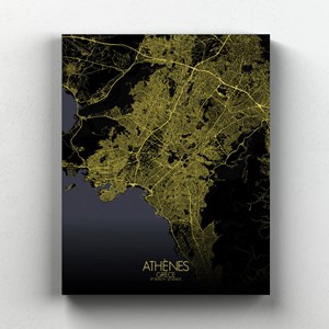 Athenes sur toile city map nuit