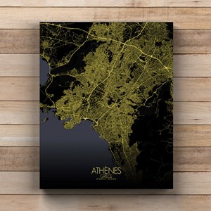 Athenes sur toile city map nuit
