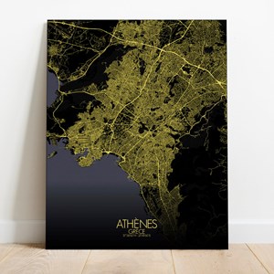 Athenes sur toile city map nuit