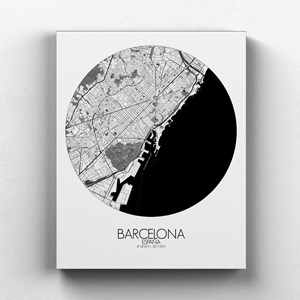 Barcelone sur toile city map rond
