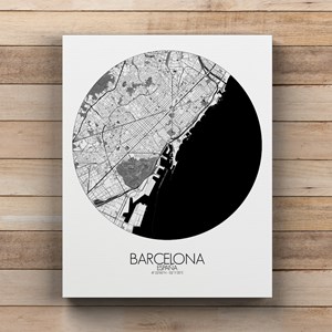 Barcelone sur toile city map rond