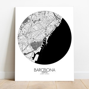 Barcelone sur toile city map rond