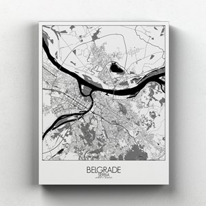 Belgrade sur toile city map n&b