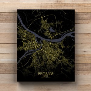 Belgrade sur toile city map nuit