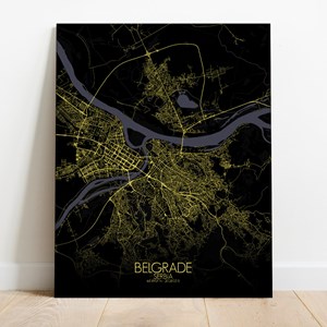 Belgrade sur toile city map nuit