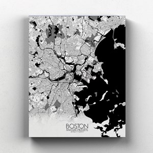 Boston sur toile city map n&b