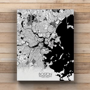 Boston sur toile city map n&b