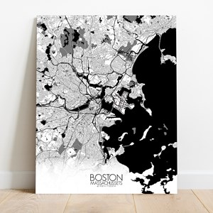 Boston sur toile city map n&b
