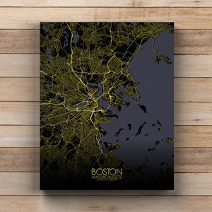 Boston sur toile city map nuit