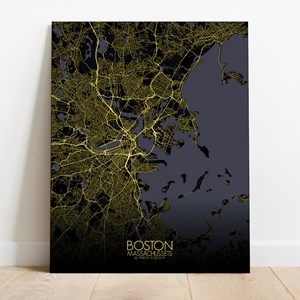 Boston sur toile city map nuit